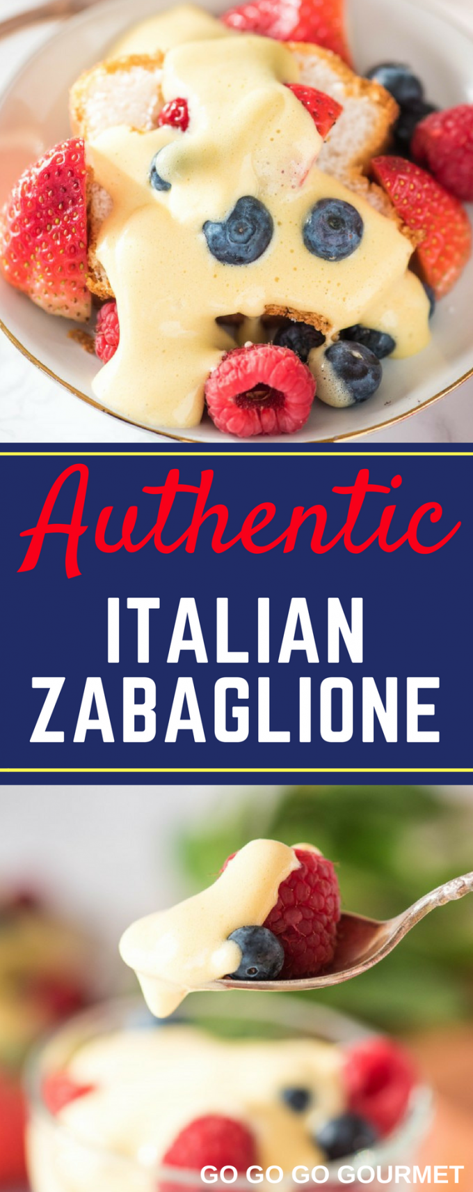 You are going to love this easy Authentic Italian Zabaglione recipe! Cool and creamy custard with berries and cake in a mini trifle. You can make this without wine, but I prefer to use marsala! #italianzabaglione #authenticitaliandesserts #easyzabaglionerecipe #gogogogourmet via @gogogogourmet