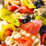Close up of antipasto pasta salad