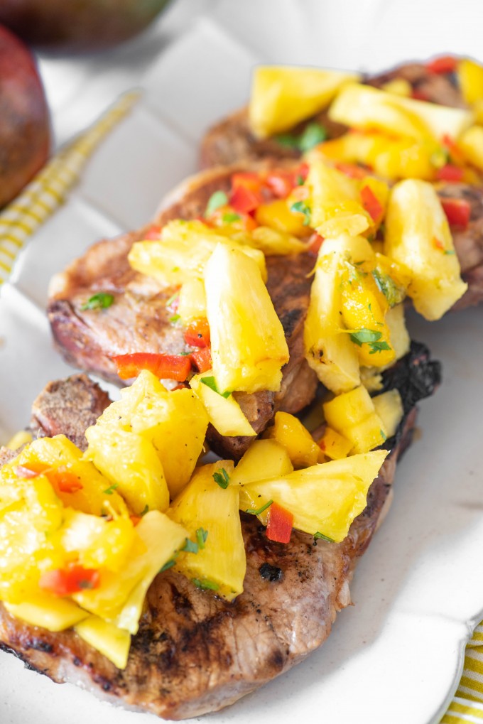 Grilled Pork Chops with Tropical Pineapple Salsa - Best Grilled Pork Chops