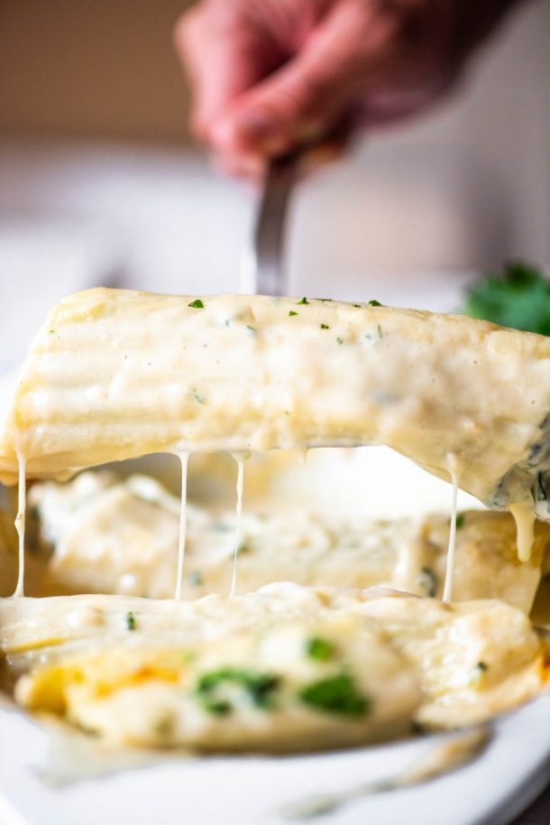 Chicken and Spinach Manicotti with Copycat Olive Garden Alfredo